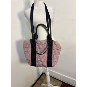 FABLETICS Quilted Pink & Black Tote Bag w/Inner Pocket - 17”x12”x5”